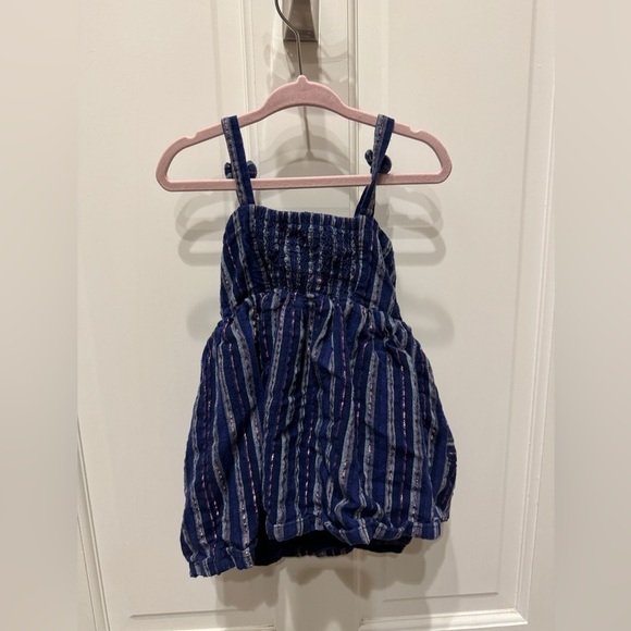 NWOT Cat & Jack 2T Girls Blue & Pink Striped Spaghetti Strap Dress - Picture 2 of 4